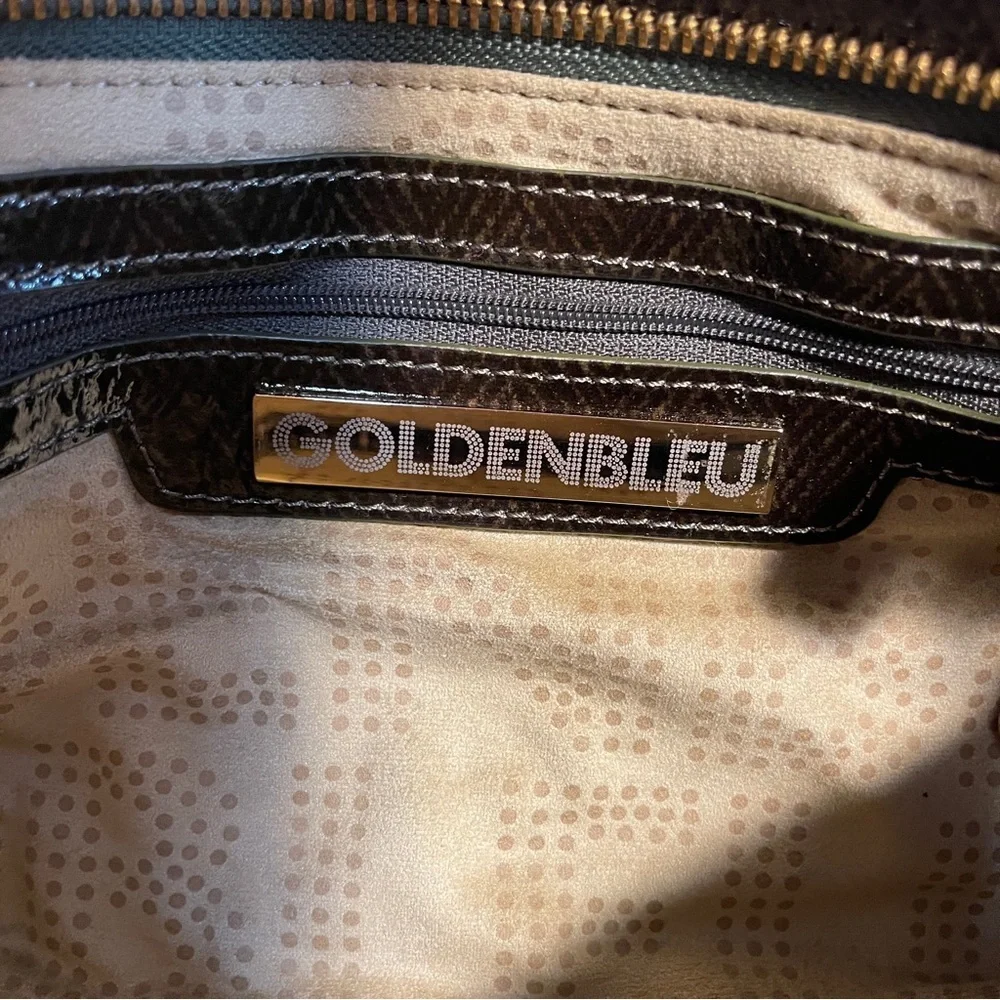 GOLDENBLEU Patent Leather Chain Strap Shoulder Bag Y2K Statement Purse